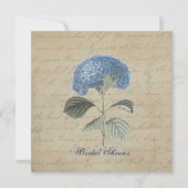 Vintages Blue Hydrangea-Brautparty Einladung (Vorderseite)