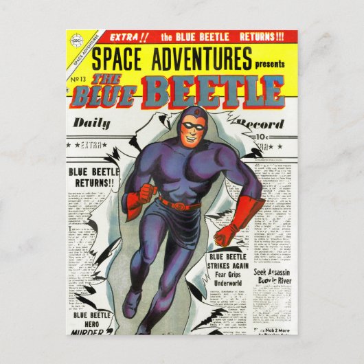 Vintages Blue Käfer Comic Buch Superhero Postkarte (Vorderseite)