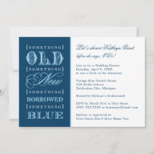 Vintages Blue Navy Hochzeitssemble Brautparty Einladung (Vorderseite)