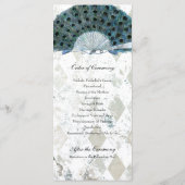 Vintages Blue Peacock Fan Hochzeitsprogramm Programm (Rückseite)