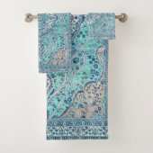 Vintages Blue Rug Muster Badhandtuch Set (Insitu)