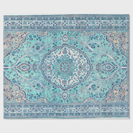 Vintages Blue Rug Muster Geschenkpapier (Flach)