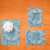 Vintages Blue Rug Muster Geschenkpapier Set