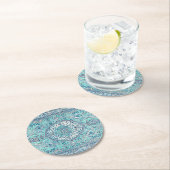 Vintages Blue Rug Muster Runder Pappuntersetzer (Vor Ort)