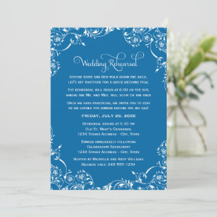 Vintages Blue Scrolls Hochzeit und Probe Einladung