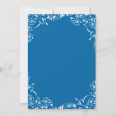 Vintages Blue Scrolls Hochzeit und Probe Einladung (Rückseite)