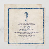 Vintages Blue Sea Horse Beach Einladung (Vorne/Hinten)