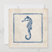Vintages Blue Sea Horse Beach Einladung (Rückseite)