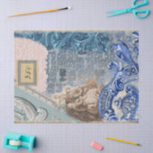 Vintages Blue Shabby Werbefilm Lace Collage Seidenpapier (Basteln)