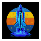 Vintages Blue Space Shuttle-Raumschiff Poster (Vorderseite)