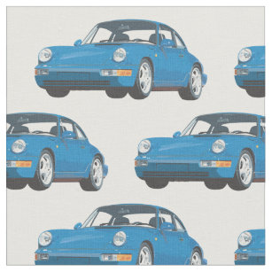 Vintages Blue Sports Car Fabric Stoff