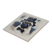 Vintages BLue Tux Mops Portrait Fliese (Seite)