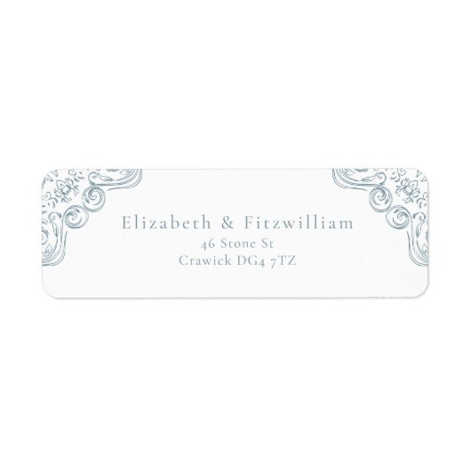 Vintages Blue-Verziert-Rahmen-Adressetikett (Vorne)