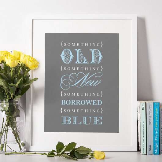 Vintages Blue Wedding Brautparty Poster