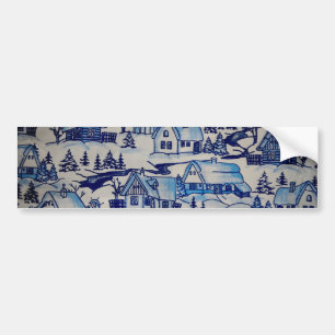 Vintages Blue Weihnachtsdorf Autoaufkleber