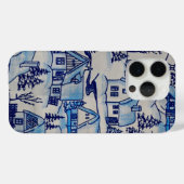 Vintages Blue Weihnachtsdorf Case-Mate iPhone Hülle (Rückseite (Horizontal))