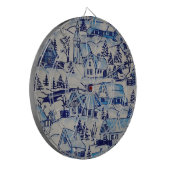 Vintages Blue Weihnachtsdorf Dartscheibe (Vorderseite Links)