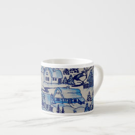 Vintages Blue Weihnachtsdorf Espressotasse