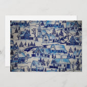 Vintages Blue Weihnachtsdorf Feiertagskarte (Vorne/Hinten)