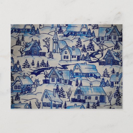 Vintages Blue Weihnachtsdorf Feiertagspostkarte (Vorderseite)