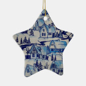 Vintages Blue Weihnachtsdorf Keramik Ornament (Rechts)