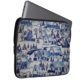 Vintages Blue Weihnachtsdorf Laptopschutzhülle (Vorne Rechts)