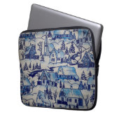 Vintages Blue Weihnachtsdorf Laptopschutzhülle (Vorderseite Links)