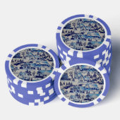 Vintages Blue Weihnachtsdorf Pokerchips (Stapel)