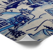 Vintages Blue Weihnachtsdorf Poster (Ecke)