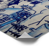 Vintages Blue Weihnachtsdorf Poster (Ecke)