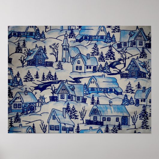 Vintages Blue Weihnachtsdorf Poster (Vorne)