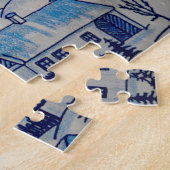 Vintages Blue Weihnachtsdorf Puzzle (Seite)