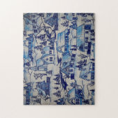 Vintages Blue Weihnachtsdorf Puzzle (Vertikal)