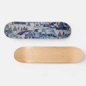 Vintages Blue Weihnachtsdorf Skateboard (Horizontal)