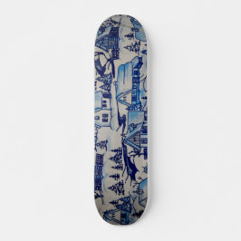Vintages Blue Weihnachtsdorf Skateboard