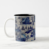Vintages Blue Weihnachtsdorf Zweifarbige Tasse (Links)
