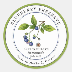 Vintages Blueberry-Jam-Konservenlabel Runder Aufkleber