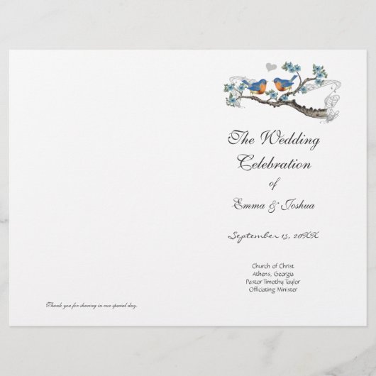 Vintages Bluebird-Programm (Vorderseite)