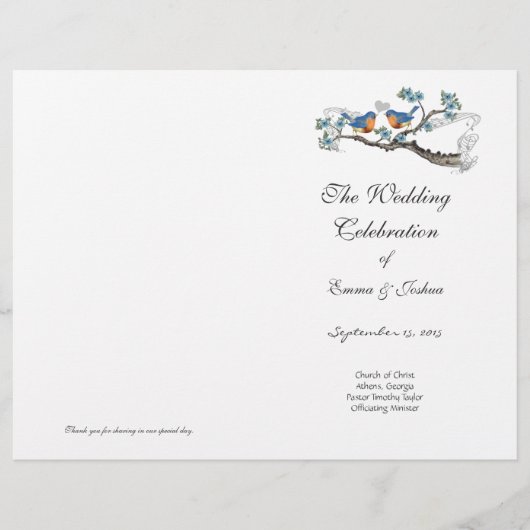 Vintages Bluebird-Programm (Vorderseite)