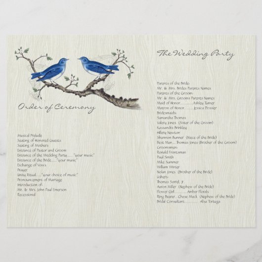 Vintages Bluebirds Woodgrain-Programm (Rückseite)