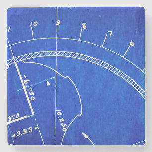 Vintages Blueprint Diagramm Nr. 327 Steinuntersetzer