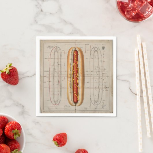 Vintages Blueprint für Hot Dog Serviette (Beispiel)