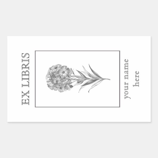 Vintages Blume-ÄtzBuchzeichen Rechteckiger Aufkleber (Vorderseite)