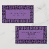 Vintages Blume Muster Lila Original Visitenkarte (Vorne/Hinten)