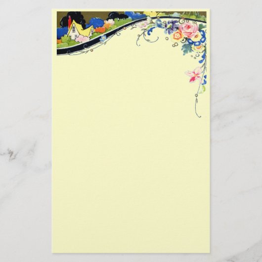 Vintages Blumen Briefpapier (Vorderseite)