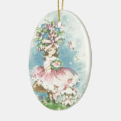 Vintages Blumen-Mädchen Keramikornament (Links)