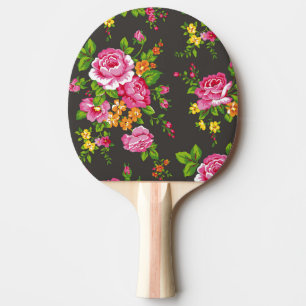 Vintages Blumen mit rosa Rosen Tischtennis Schläger
