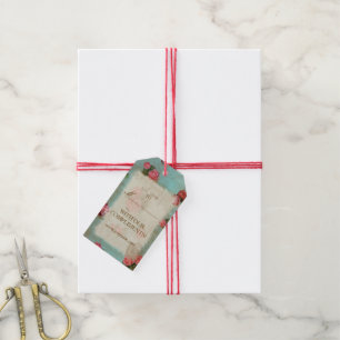 Vintages Blumen-Papier - Geschenk-Umbau Geschenkanhänger
