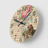 Vintages Blumen Runde Wanduhr (Winkel)