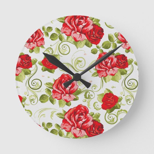Vintages Blumen Runde Wanduhr (Vorderseite)